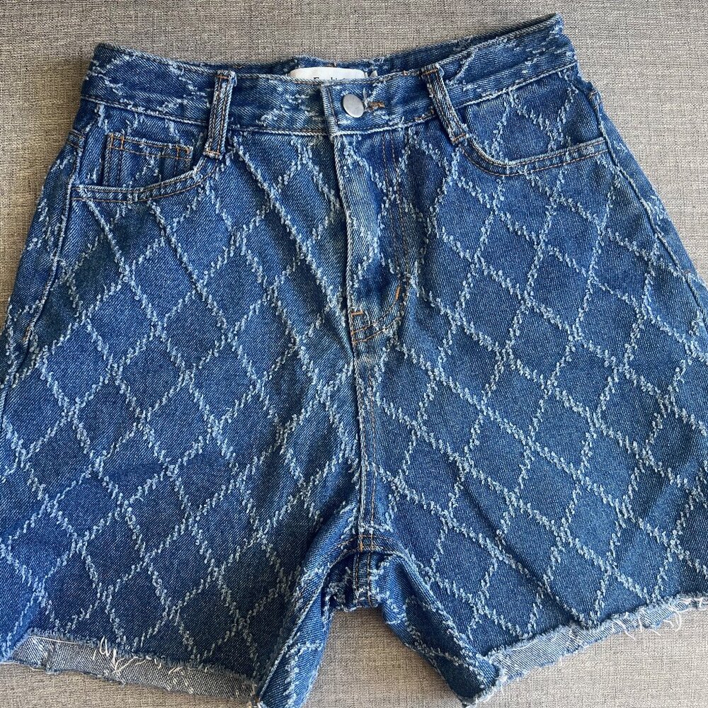 Frankie Shop Diamond Stitch Denim Shorts